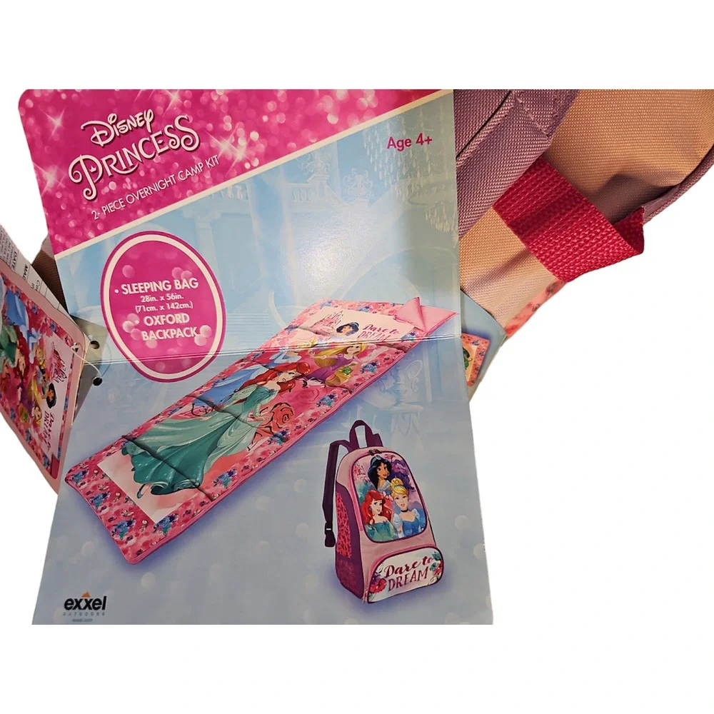 NWT Disney Princess Backpack Sleeping Bag 2 Piece Set Dare to Dream